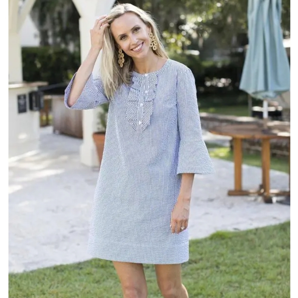 Draper James Seersucker Ruffle Shift Dress
